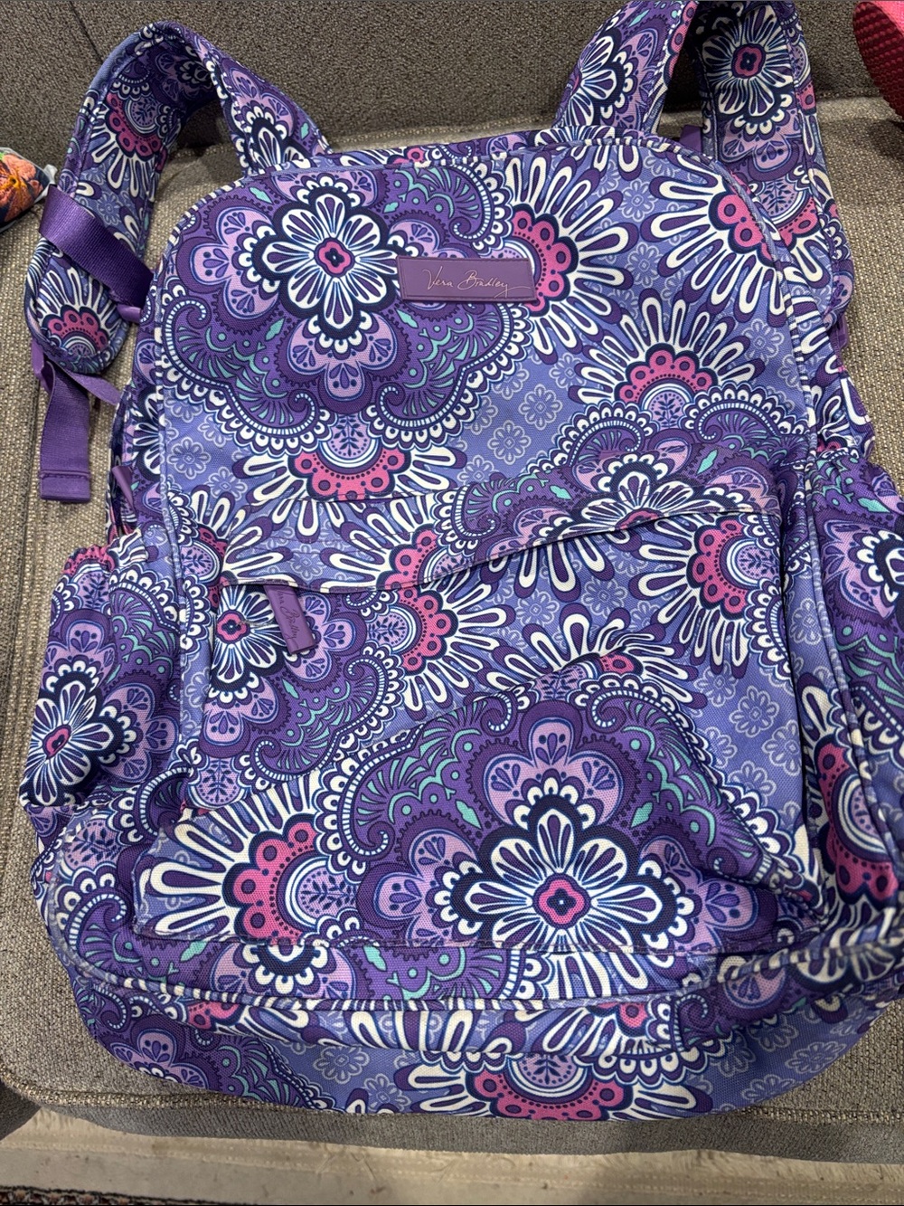 Vera Bradley Purple Paisley Backpack with Pink Accents
